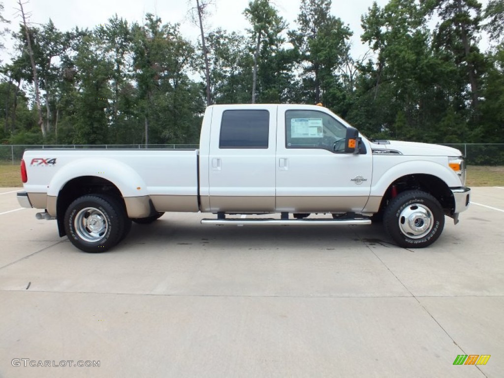 White Platinum Metallic Tri-Coat 2012 Ford F350 Super Duty Lariat Crew Cab 4x4 Dually Exterior Photo #67753268
