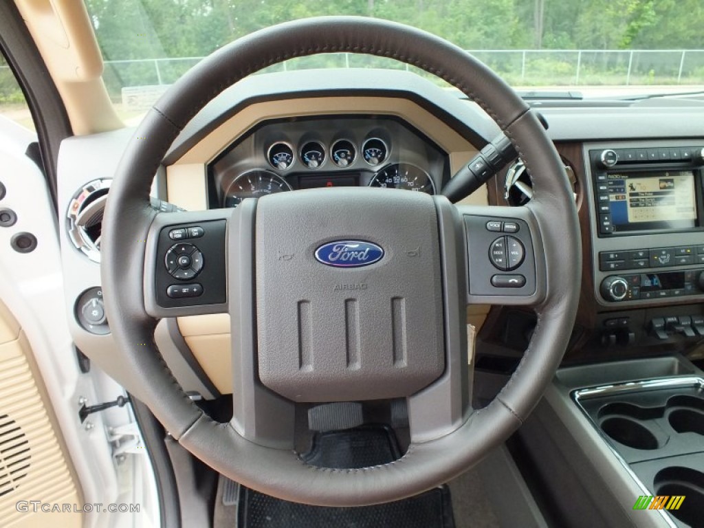 2012 Ford F350 Super Duty Lariat Crew Cab 4x4 Dually Adobe Steering Wheel Photo #67753370