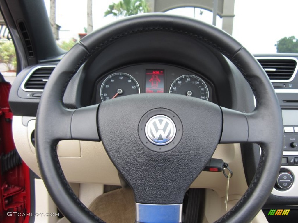 2008 Volkswagen Eos 2.0T Cornsilk Beige Steering Wheel Photo #67760280