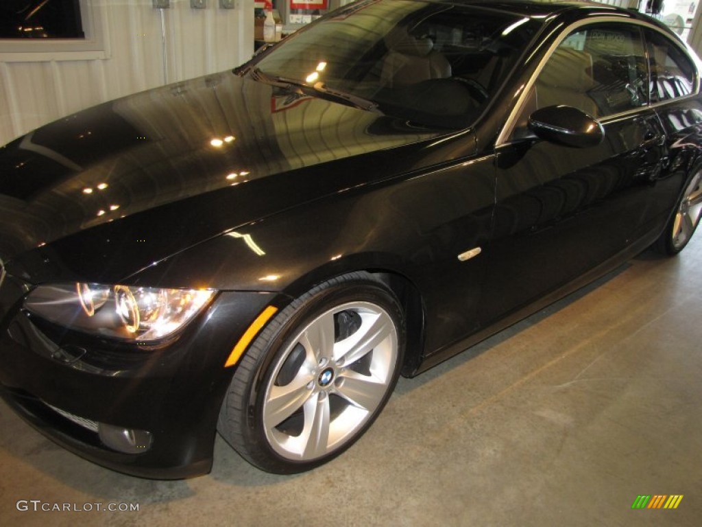 2007 3 Series 335i Coupe - Black Sapphire Metallic / Saddle Brown/Black photo #2