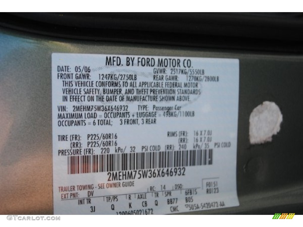 2006 Grand Marquis Color Code DV for Light Tundra Metallic Photo #67763324
