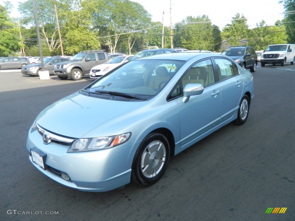 2007 Civic Hybrid Sedan - Opal Silver Blue Metallic / Blue photo #1