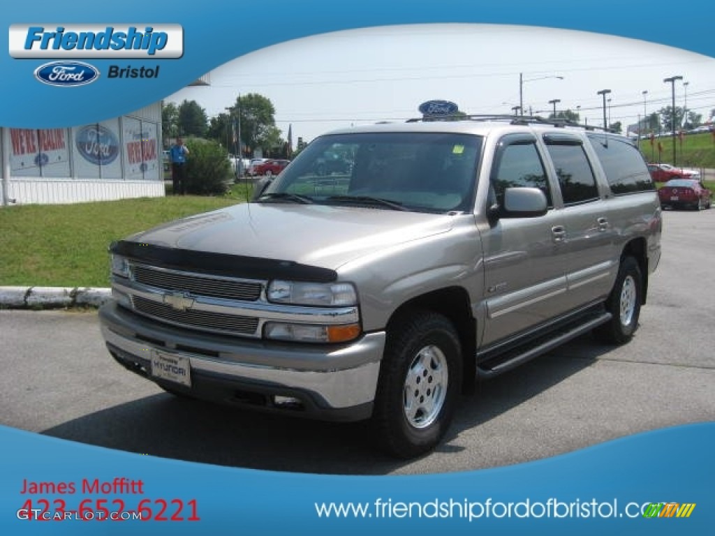 2001 Suburban 1500 LT 4x4 - Sunset Gold Metallic / Tan photo #2