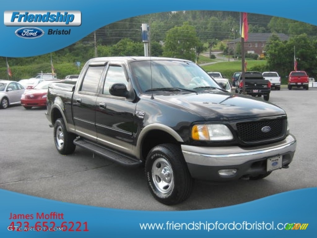 2002 F150 XLT SuperCrew 4x4 - Black / Medium Graphite photo #4