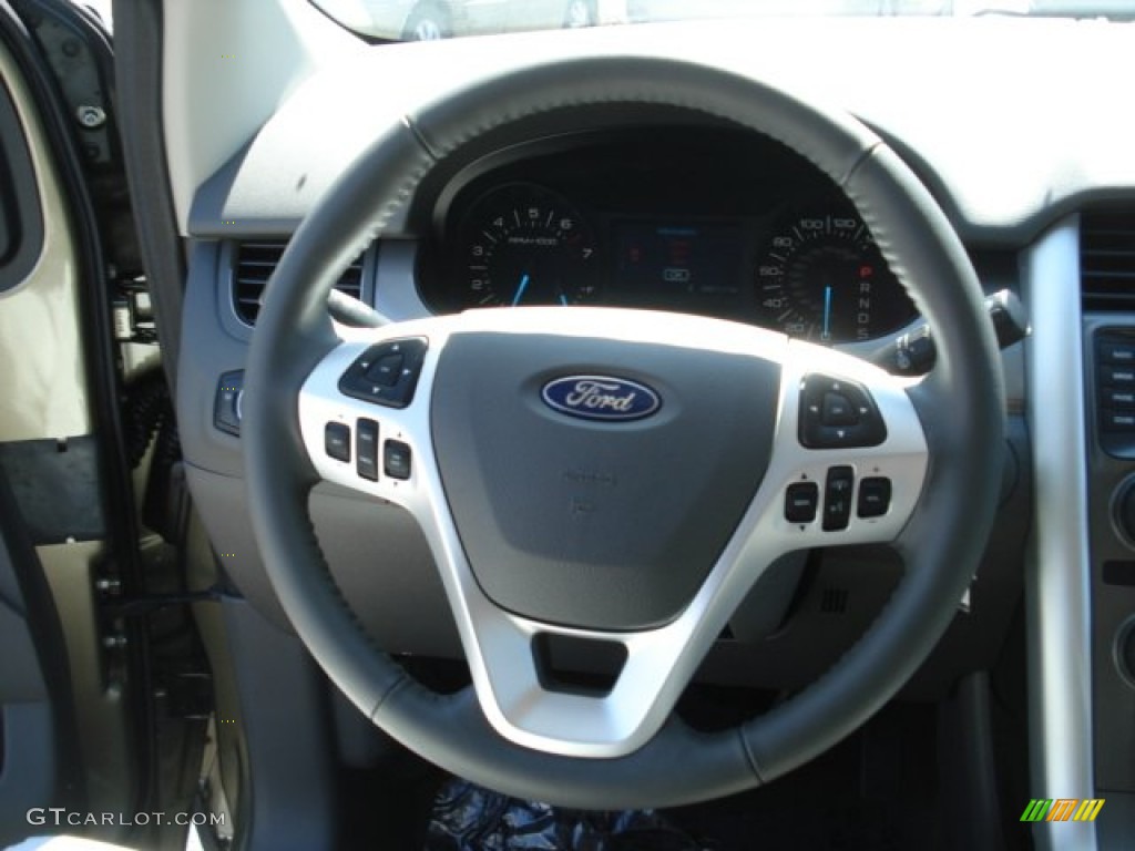 2013 Ford Edge SEL AWD Medium Light Stone Steering Wheel Photo #67772343