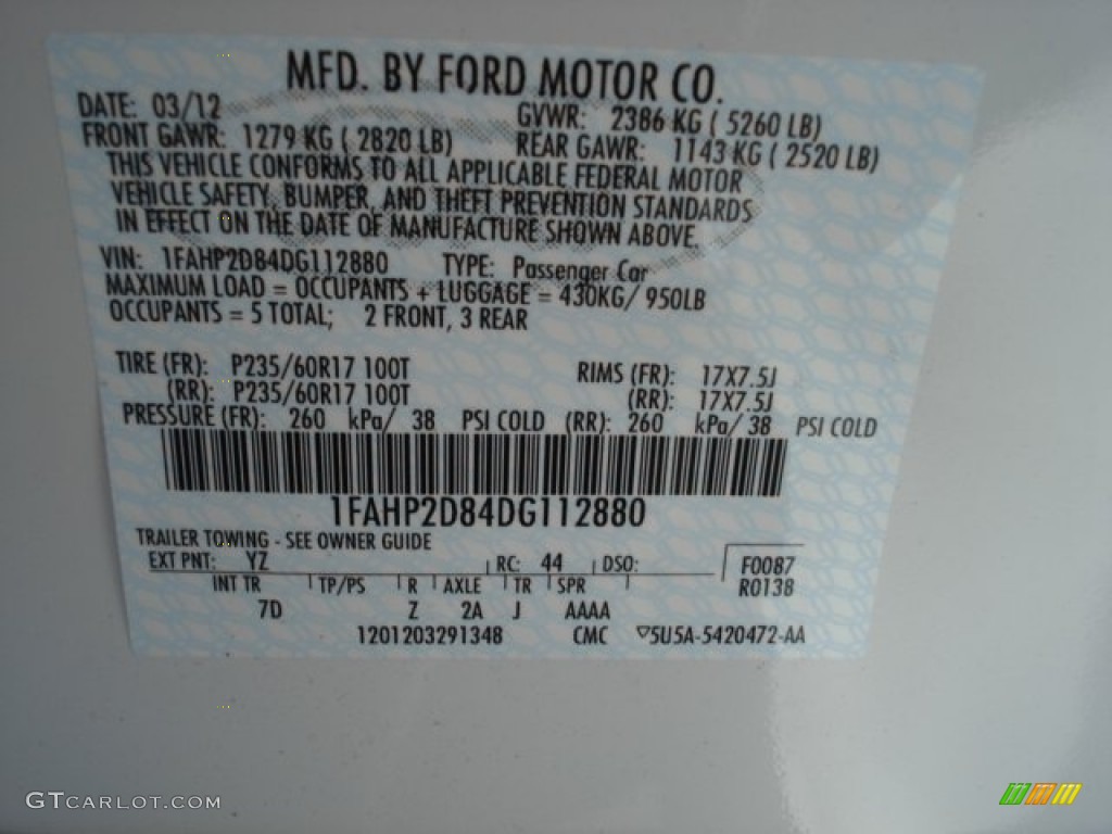 2013 Taurus SE - Oxford White / Dune photo #25