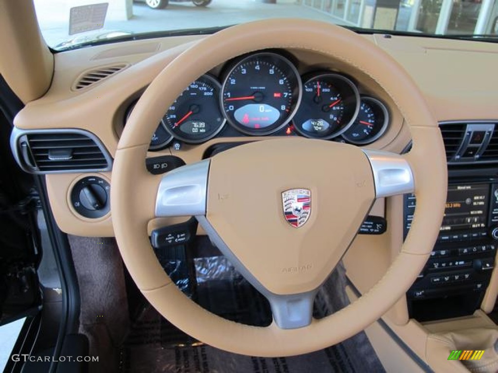 2009 Porsche 911 Carrera Cabriolet Sand Beige Steering Wheel Photo #67776210