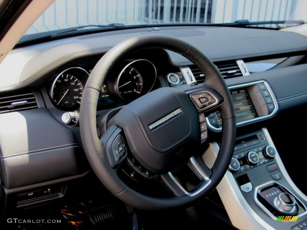 2012 Land Rover Range Rover Evoque Prestige Ebony Steering Wheel Photo #67776513