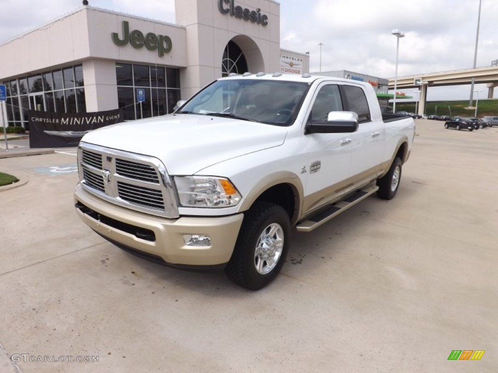 2012 Ram 2500 HD Laramie Longhorn Mega Cab 4x4 - Bright White / Light Pebble Beige/Bark Brown photo #1