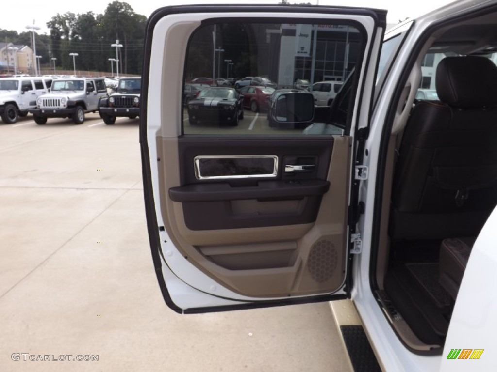 2012 Dodge Ram 2500 HD Laramie Longhorn Mega Cab 4x4 Light Pebble Beige/Bark Brown Door Panel Photo #67779705