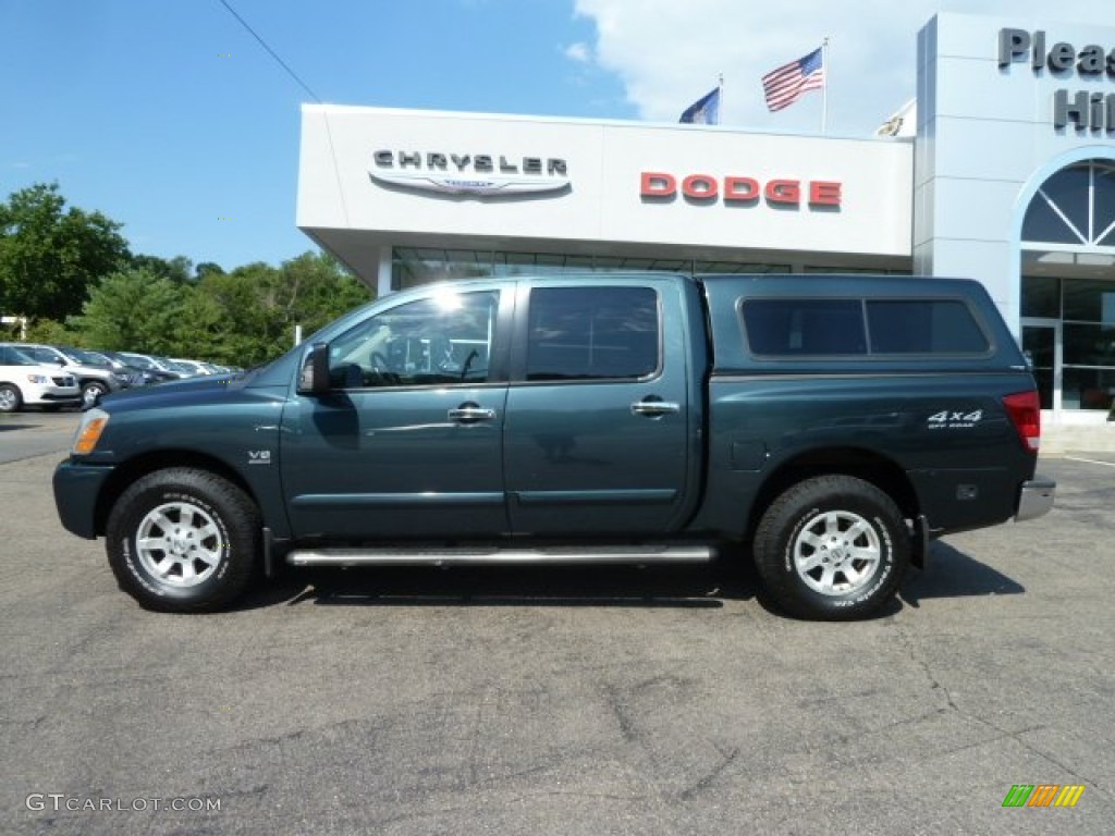 2004 Titan LE Crew Cab 4x4 - Deep Water Blue/Green / Graphite/Titanium photo #2