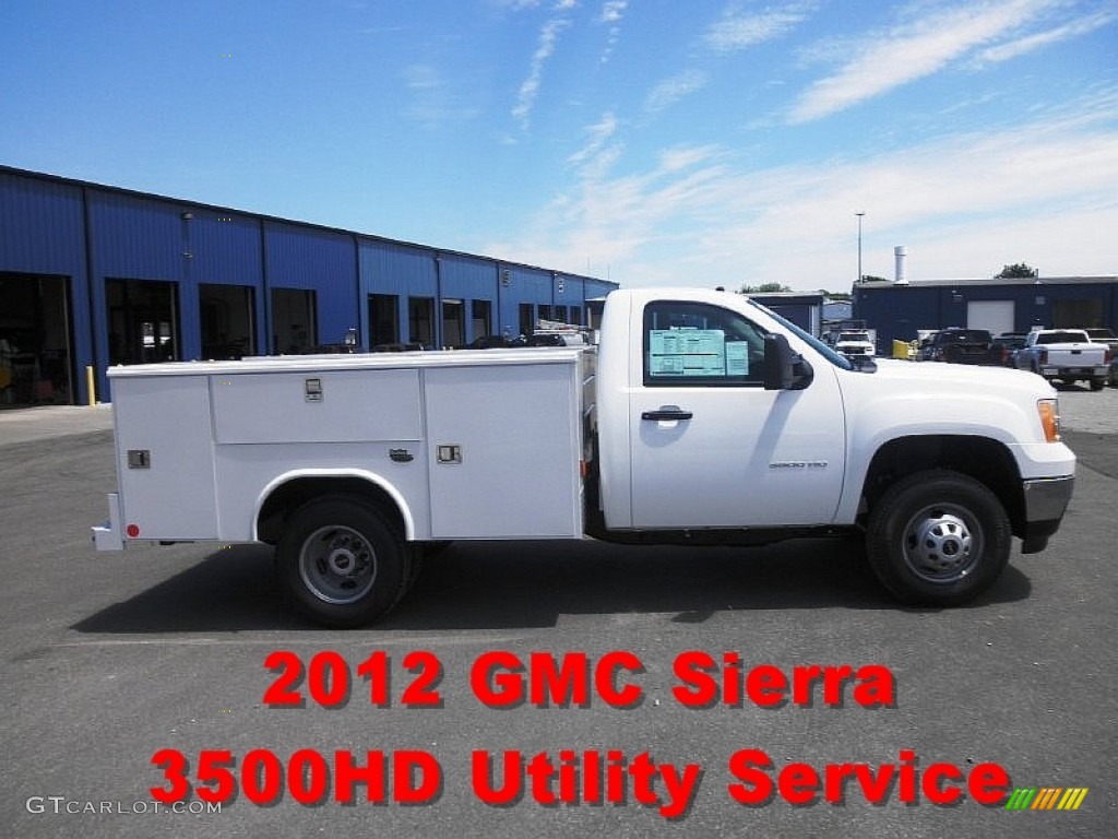 2012 Sierra 3500HD Regular Cab Dually Utility Truck - Summit White / Dark Titanium photo #1