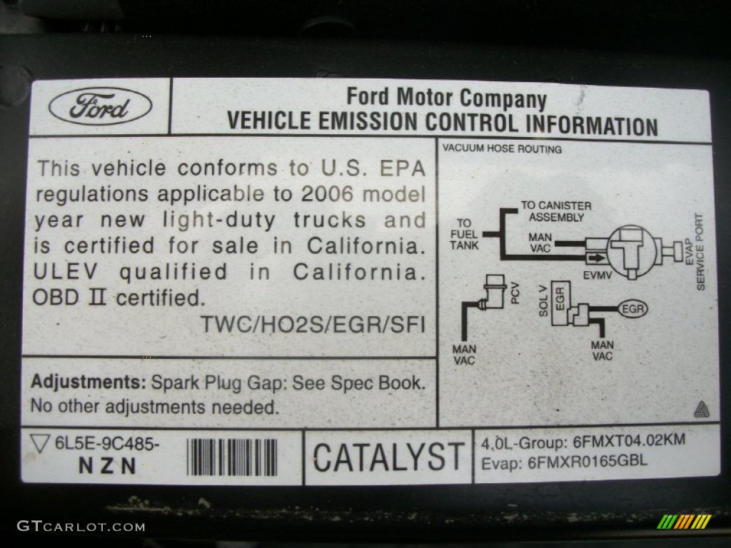 2006 Ford Ranger XLT SuperCab 4x4 Info Tag Photo #67785105