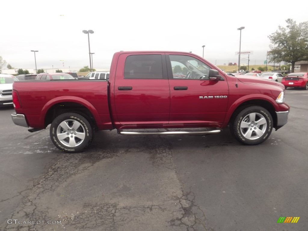 Deep Cherry Red Crystal Pearl 2012 Dodge Ram 1500 Outdoorsman Crew Cab 4x4 Exterior Photo #67786211