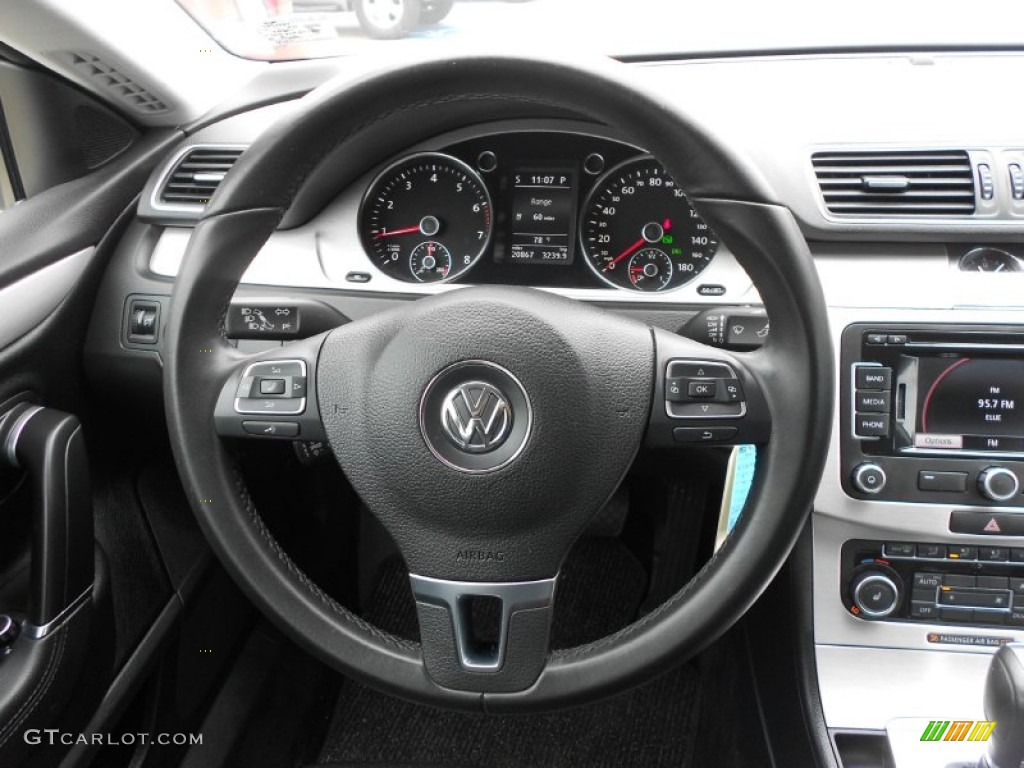 2012 Volkswagen CC Lux Black Steering Wheel Photo #67789083