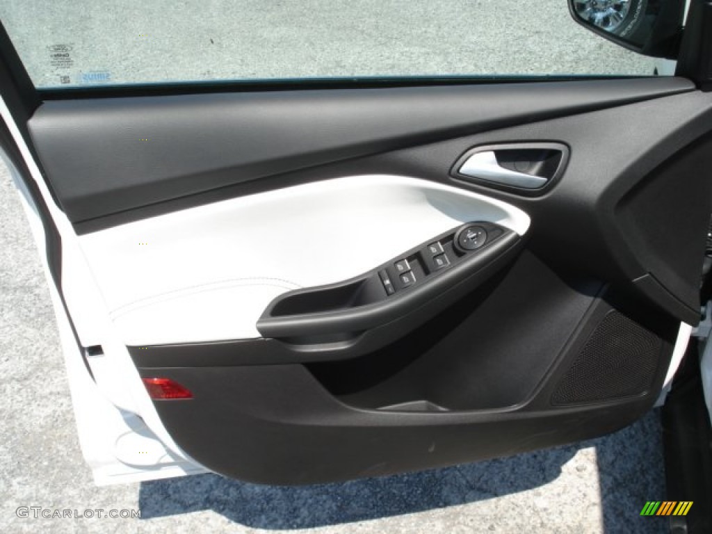 2012 Ford Focus Titanium Sedan Arctic White Leather Door Panel Photo #67793604