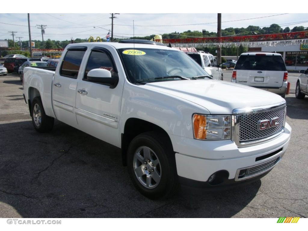 2008 Sierra 1500 Denali Crew Cab AWD - Polar White / Ebony photo #3