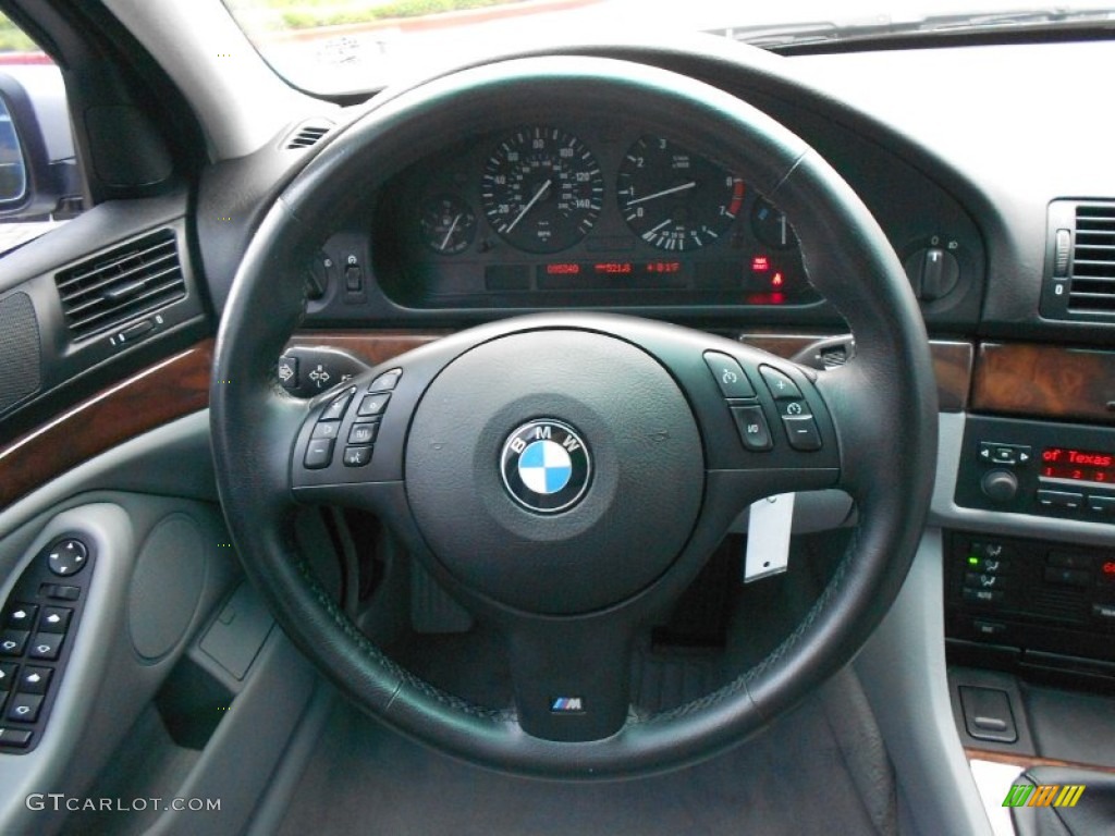 2002 BMW 5 Series 540i Sedan Grey Steering Wheel Photo #67802043