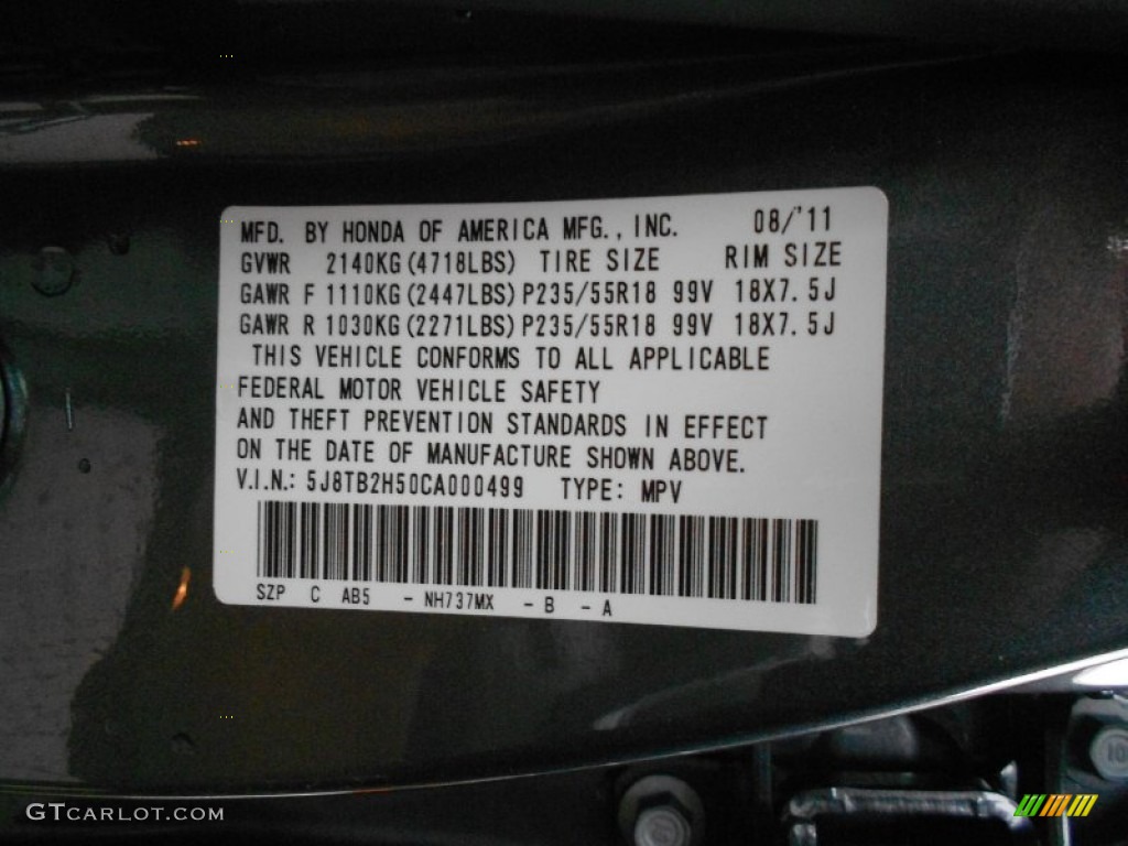 2012 RDX Color Code NH737MX for Polished Metal Metallic Photo #67802715