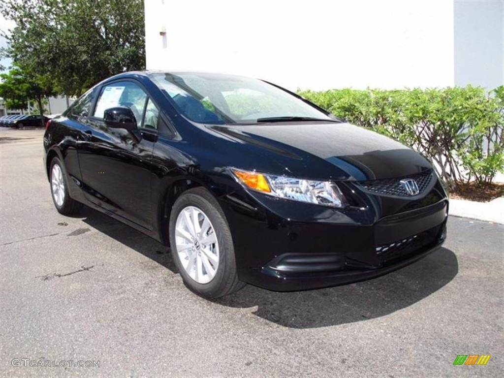 2012 Civic EX Coupe - Crystal Black Pearl / Gray photo #1