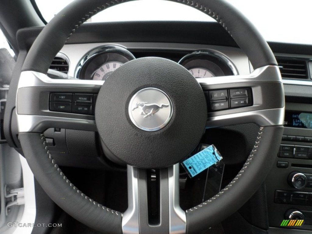 2012 Ford Mustang V6 Premium Coupe Charcoal Black Steering Wheel Photo #67805145