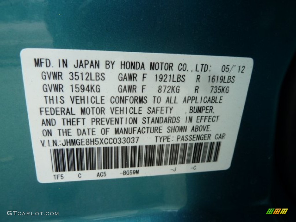 2012 Fit Sport - Blue Raspberry Metallic / Black photo #19