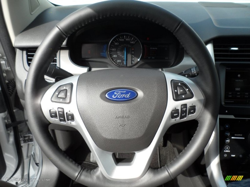 2013 Ford Edge Sport Charcoal Black/Liquid Silver Smoke Metallic Steering Wheel Photo #67811697