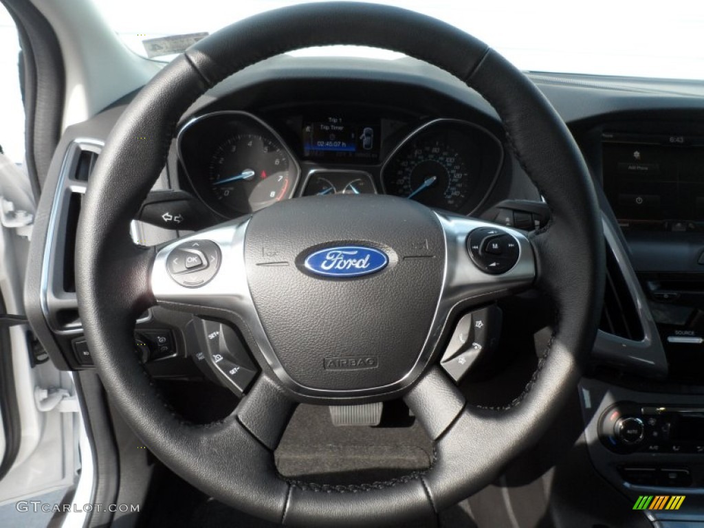 2012 Ford Focus Titanium 5-Door Charcoal Black Leather Steering Wheel Photo #67812978