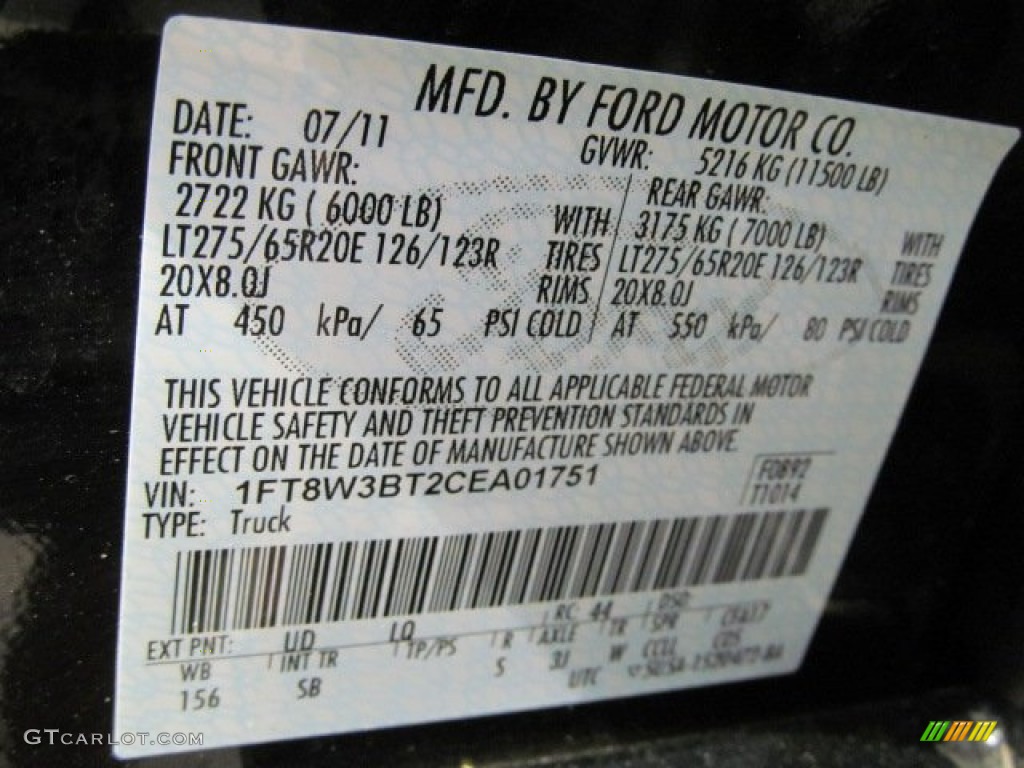 2012 F350 Super Duty Color Code UD for Black Photo #67814379