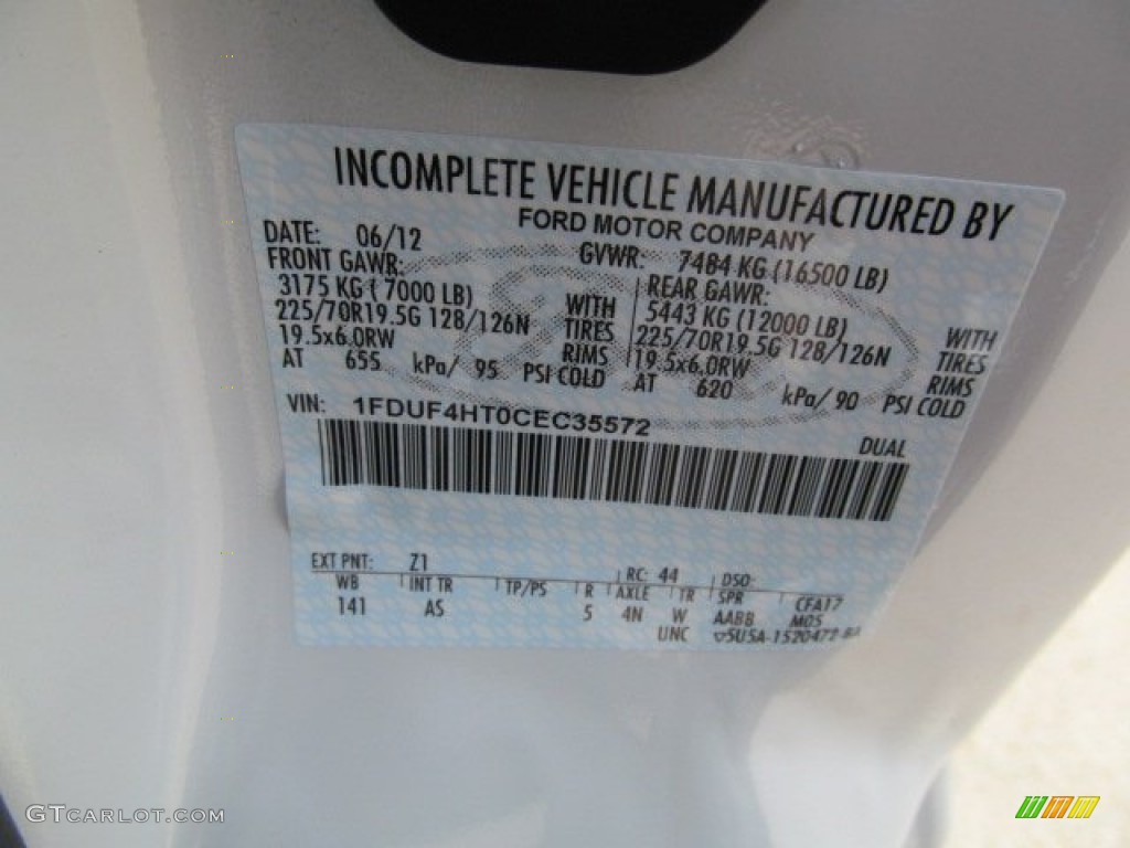 2012 Ford F450 Super Duty XL Regular Cab Chassis 4x4 Color Code Photos