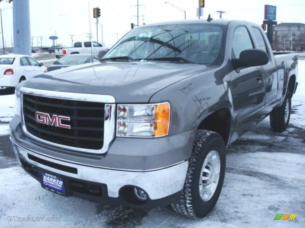 2009 Sierra 2500HD SLE Extended Cab 4x4 - Stealth Gray Metallic / Ebony photo #4