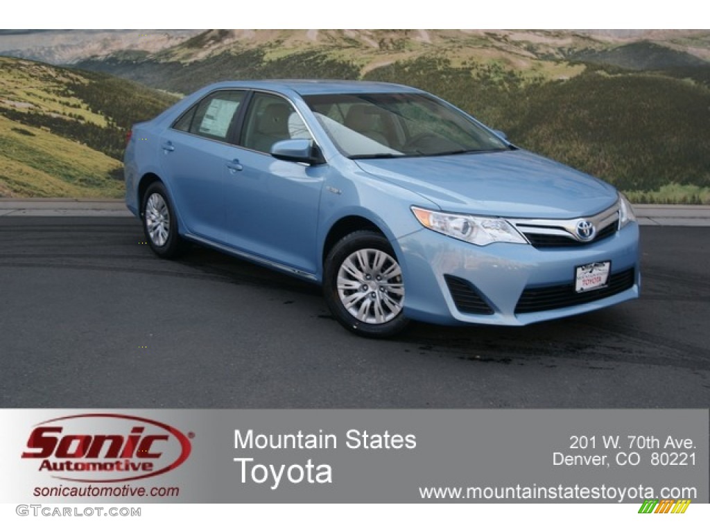 2012 Camry Hybrid XLE - Clearwater Blue Metallic / Light Gray photo #1