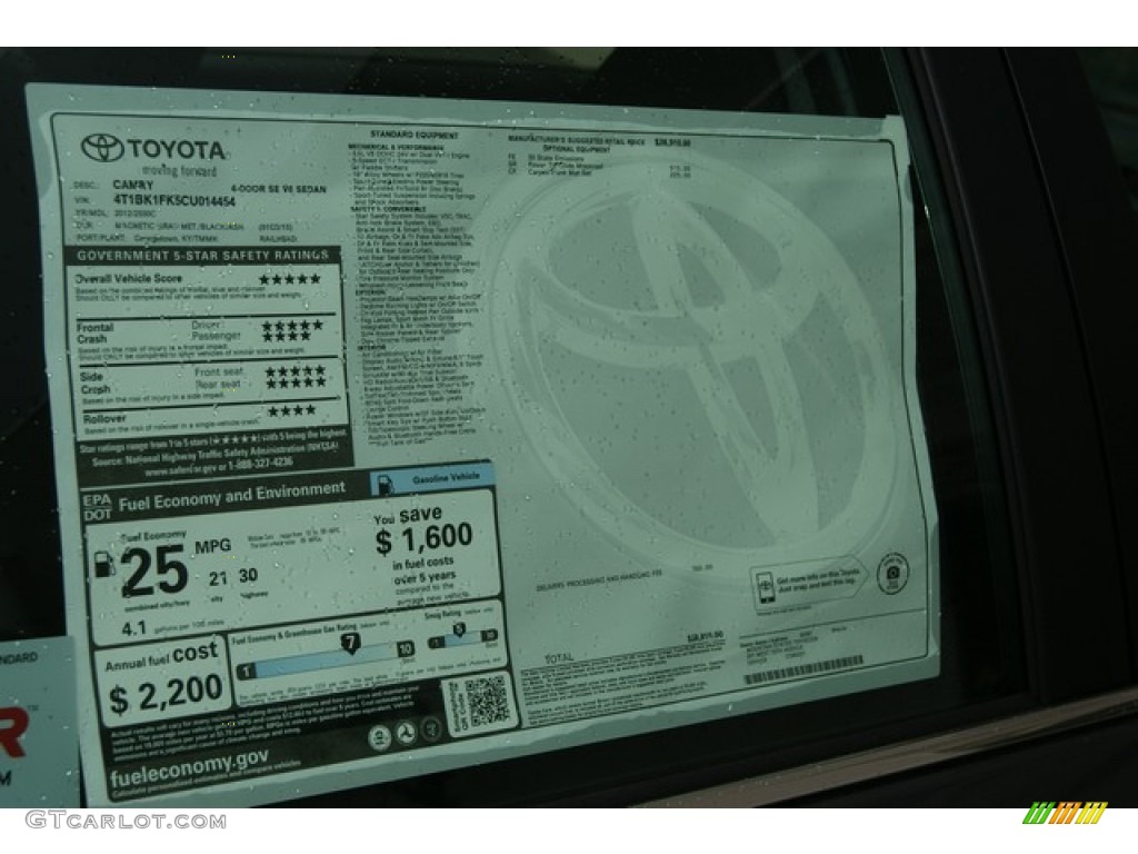 2012 Camry SE V6 - Magnetic Gray Metallic / Black/Ash photo #11