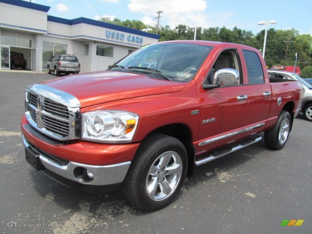 2008 Ram 1500 Big Horn Edition Quad Cab 4x4 - Sunburst Orange Pearl / Khaki photo #6