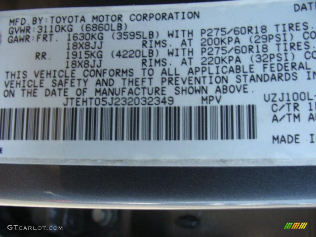 2003 Land Cruiser  - Galactic Gray Metallic / Stone photo #15