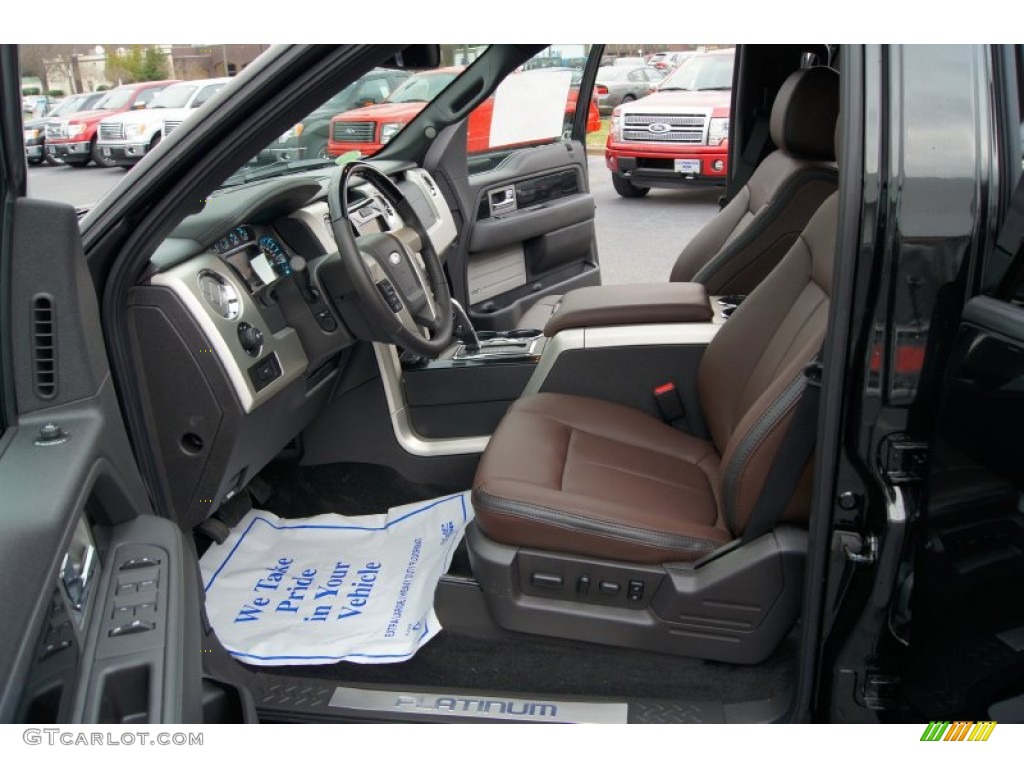 Platinum Sienna Brown/Black Leather Interior 2012 Ford F150 Platinum SuperCrew 4x4 Photo #67831692