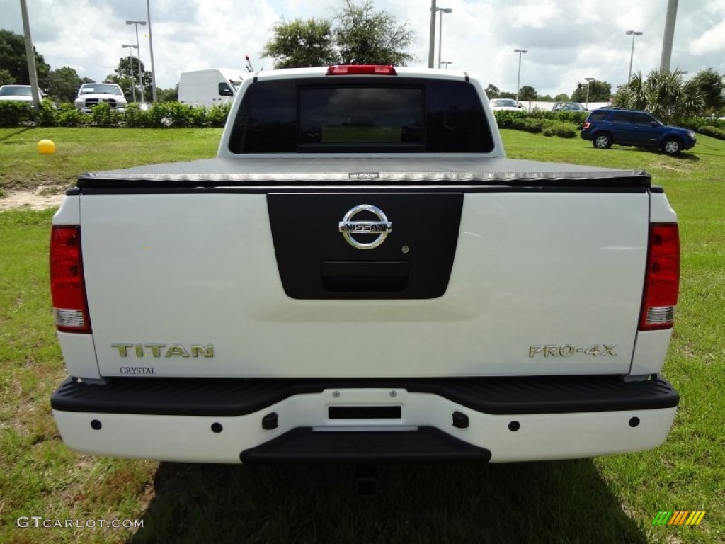 2011 Titan Pro-4X Crew Cab 4x4 - Blizzard White / Almond photo #7