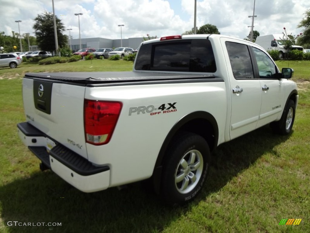 2011 Titan Pro-4X Crew Cab 4x4 - Blizzard White / Almond photo #8