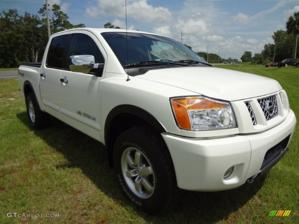 2011 Titan Pro-4X Crew Cab 4x4 - Blizzard White / Almond photo #10
