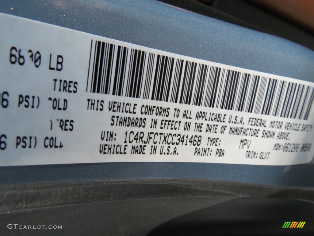 2012 Grand Cherokee Color Code PBA for Winter Chill Photo #67835522
