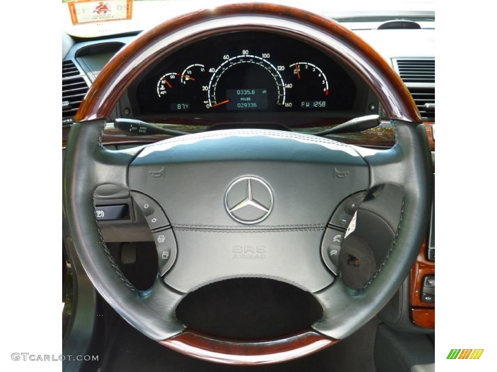 2002 Mercedes-Benz S 600 Sedan Charcoal Steering Wheel Photo #67836650