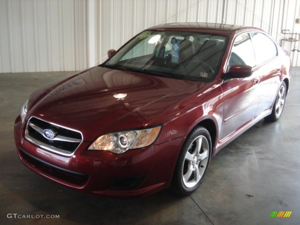 2009 Legacy 2.5i Sedan - Ruby Red Pearl / Off Black photo #2
