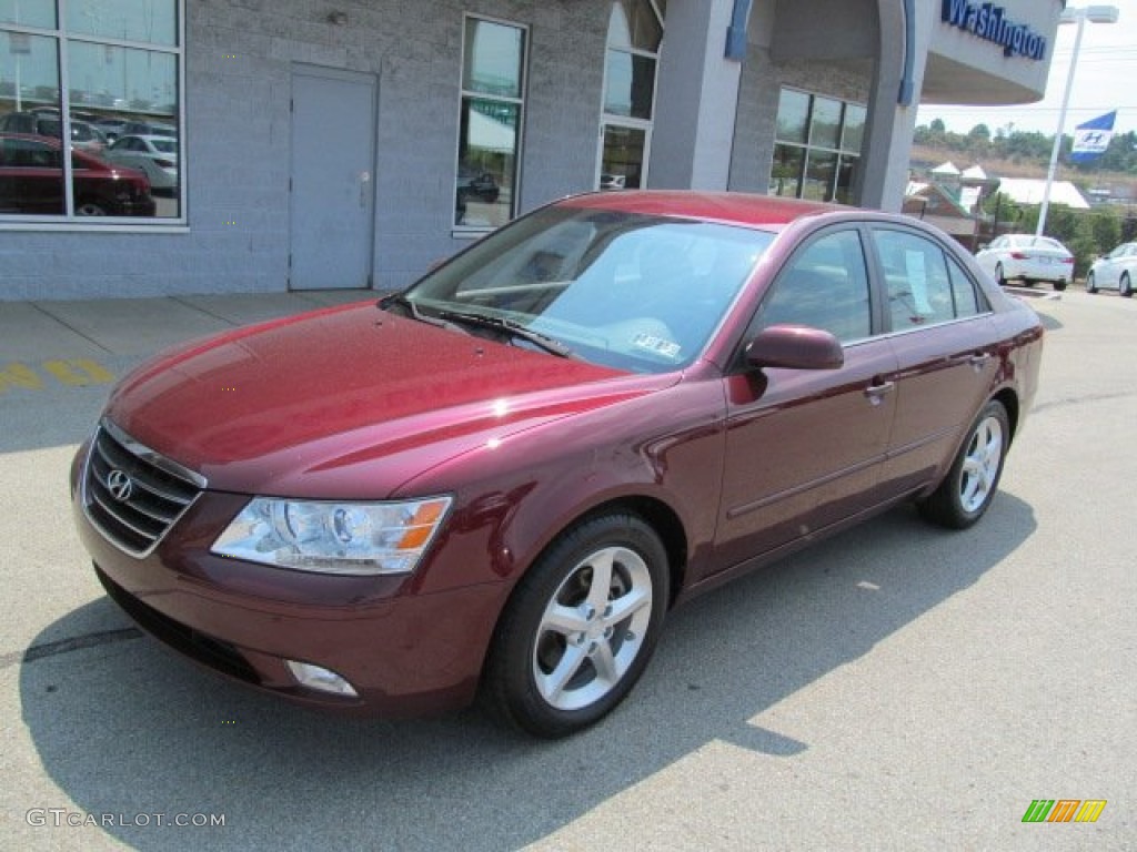 2010 Sonata SE V6 - Dark Cherry Red / Cocoa photo #2