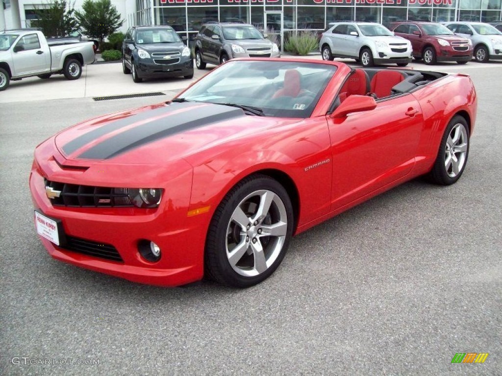 2011 Camaro SS/RS Convertible - Victory Red / Titanium/Torch Red photo #13