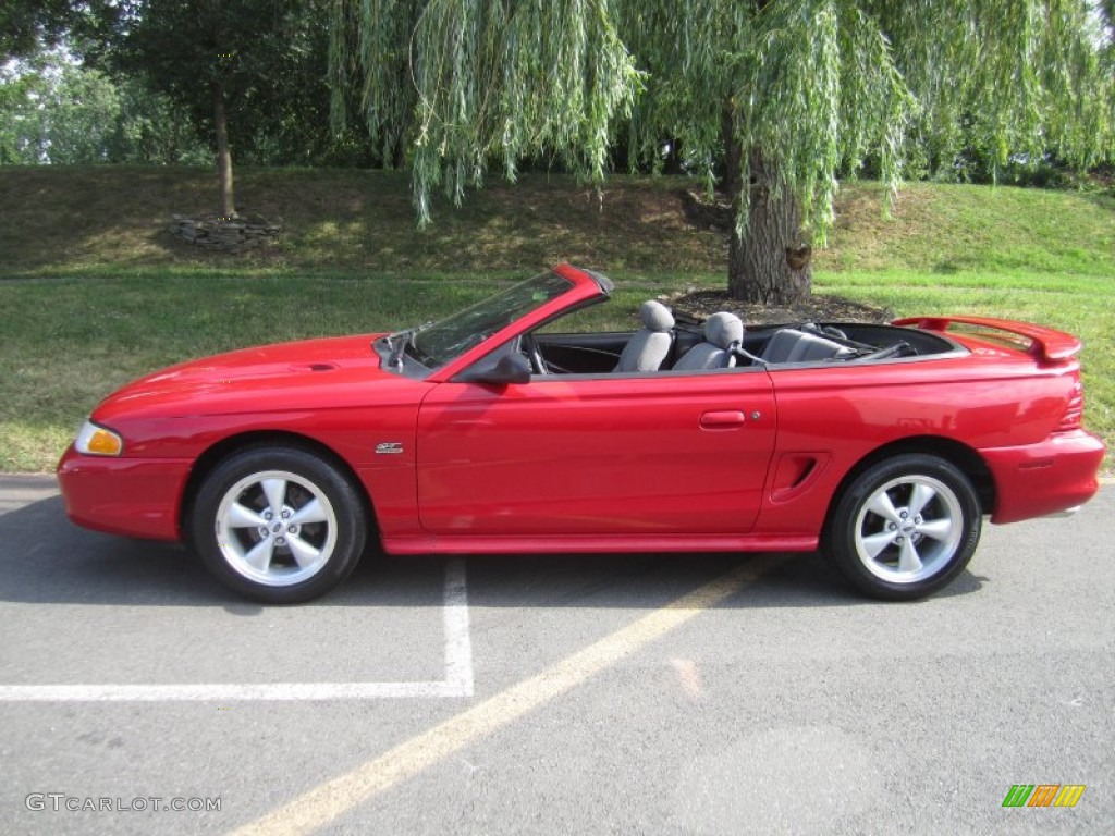 1994 Mustang GT Convertible - Laser Red Tinted Metallic / Grey photo #1