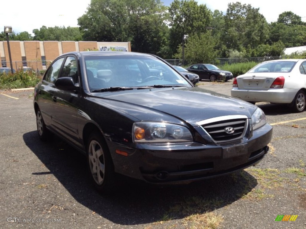 2004 Elantra GLS Sedan - Black Obsidian / Gray photo #2