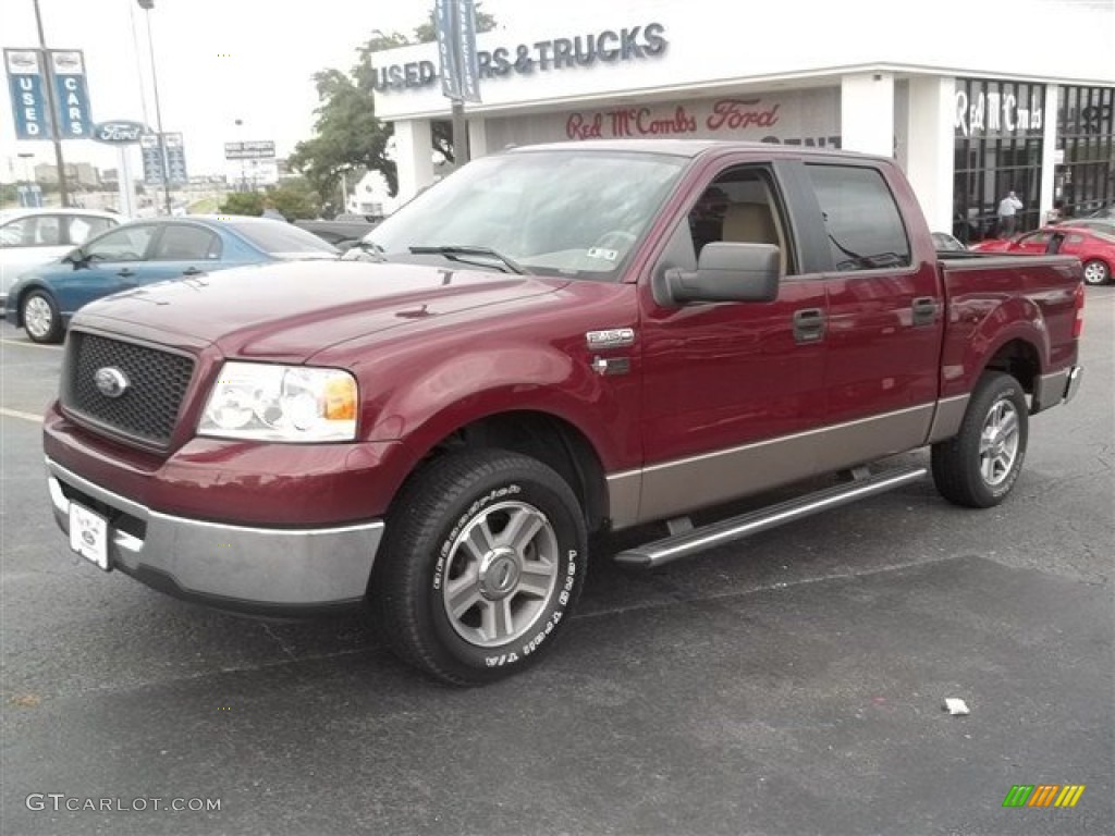 2006 F150 XLT SuperCrew - Dark Toreador Red Metallic / Tan photo #7