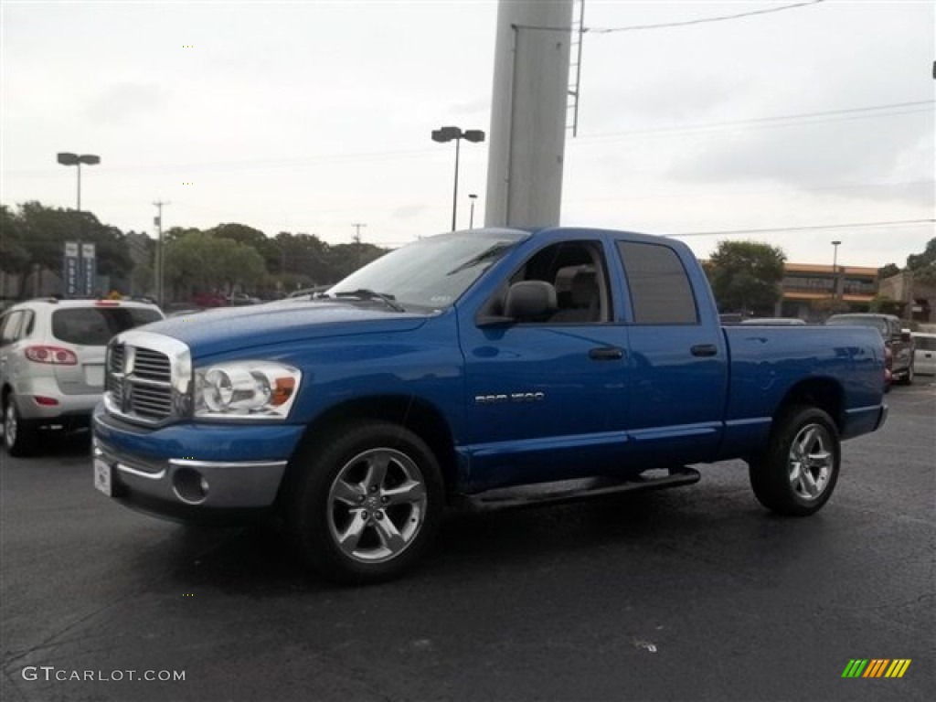 2007 Ram 1500 SLT Quad Cab - Electric Blue Pearl / Medium Slate Gray photo #6