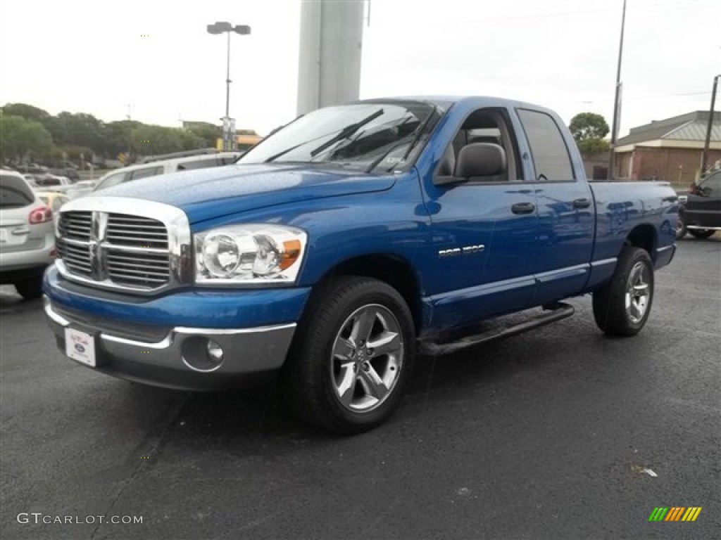 2007 Ram 1500 SLT Quad Cab - Electric Blue Pearl / Medium Slate Gray photo #7