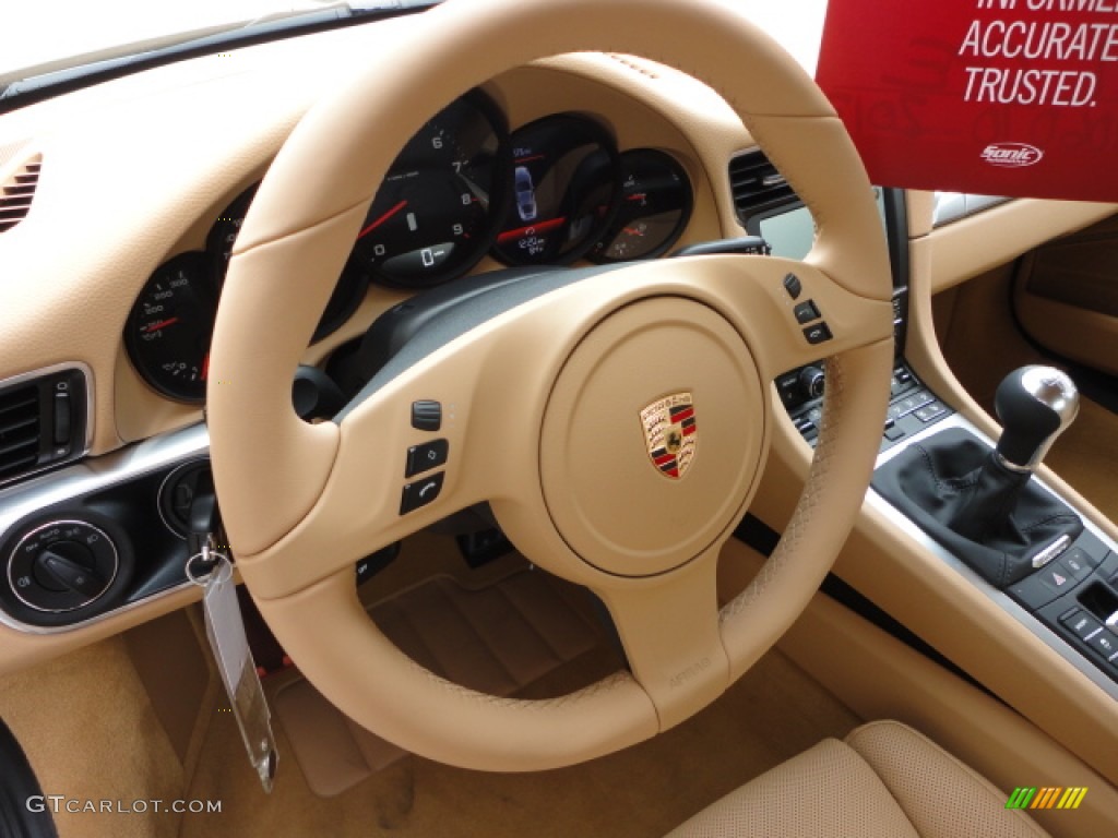 2013 Porsche 911 Carrera Coupe Luxor Beige Steering Wheel Photo #67870246